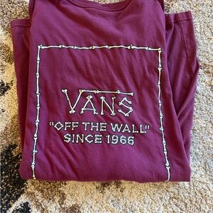 Vans Burgundy Tee with Skeleton Graphic